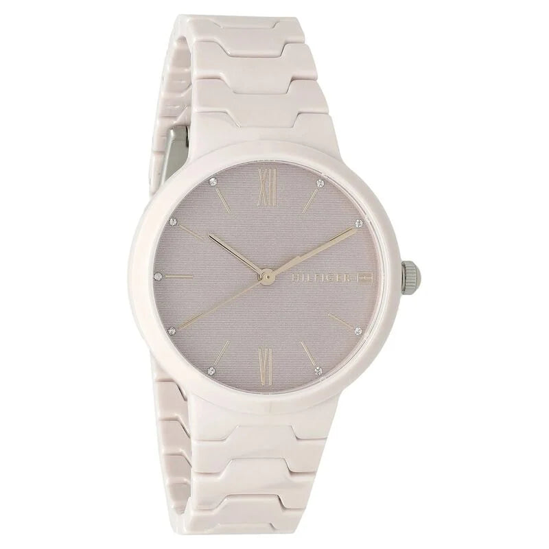 Tommy Hilfiger Quartz Analog Pink Dial Ceramic Strap Watch for Women NETH1781957 - KRISHNA WATCH COMPANY