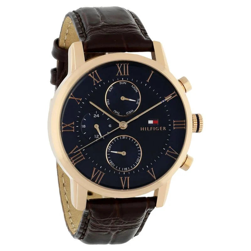 Tommy Hilfiger Quartz Multifunction Blue Dial Leather Strap Watch for Men NETH1791399 - KRISHNA WATCH COMPANY