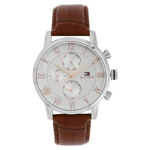 Tommy Hilfiger Quartz Multifunction Silver Dial Leather Strap Watch for Men NETH1791400 - KRISHNA WATCH COMPANY