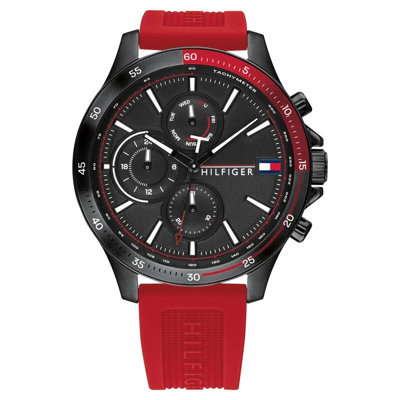 Tommy Hilfiger Quartz Multifunction Black Dial Silicone Strap Watch for Men NETH1791722