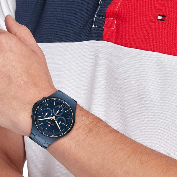 Tommy Hilfiger Blue Dial Blue Colour Stainless Steel Strap Watch for Men th1792058 - KRISHNA WATCH COMPANY