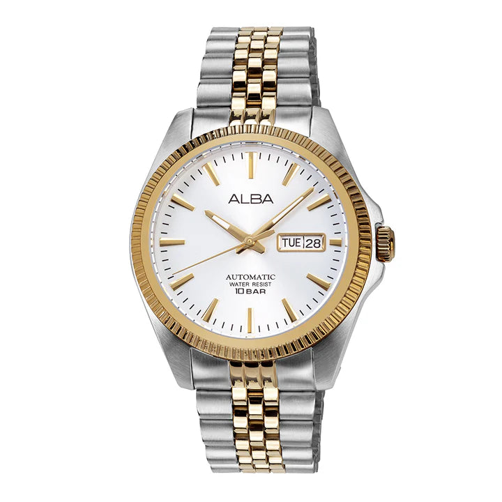ALBA Gold-Tone Fluted Bezel Automatic Watch AL4784X1 - KRISHNA WATCH COMPANY