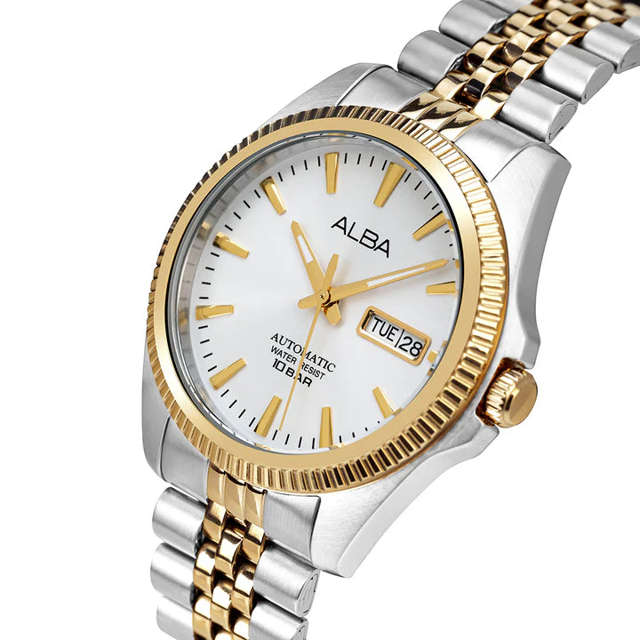 ALBA Gold-Tone Fluted Bezel Automatic Watch AL4784X1 - KRISHNA WATCH COMPANY