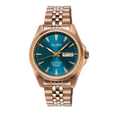 Alba Copper Bezel With Teal Sunray Dial Automatic Watch AL4780X1 - KRISHNA WATCH COMPANY