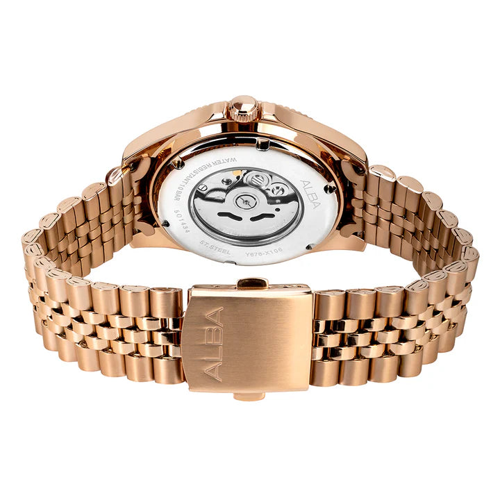 Alba Copper Bezel With Teal Sunray Dial Automatic Watch AL4780X1 - KRISHNA WATCH COMPANY