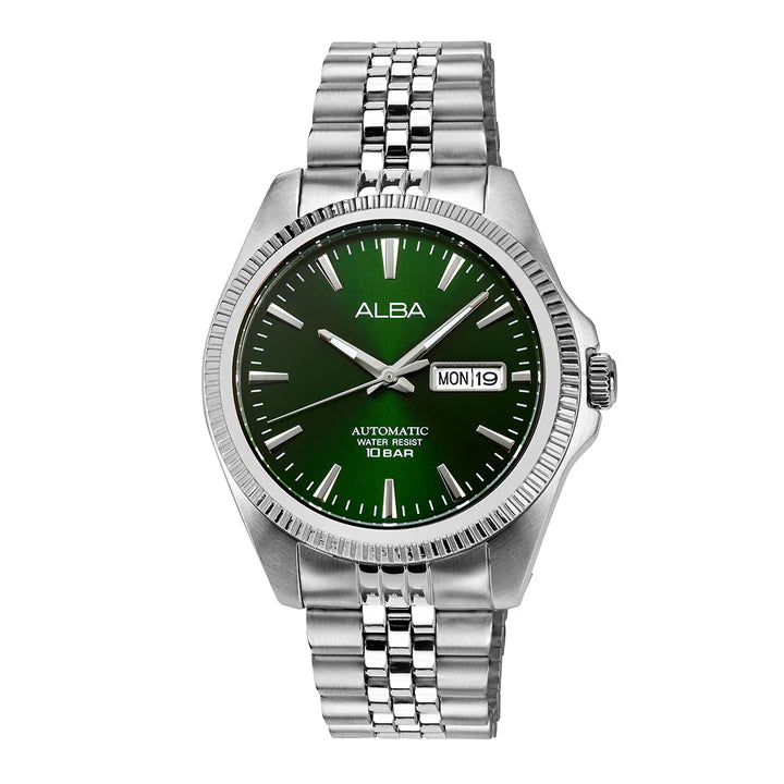 ALBA Men's Green Sunray Dial Automatic Watch AL4785X1 - KRISHNA WATCH COMPANY