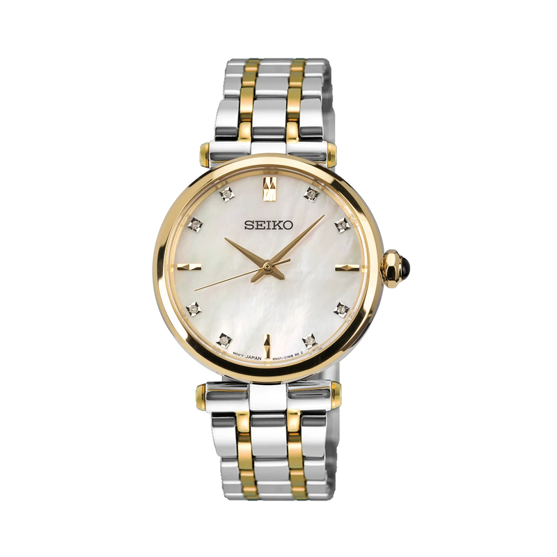 Seiko Ladies Two-tone Watch with Mother of Pearl Dial and Diamonds - HGH007P1