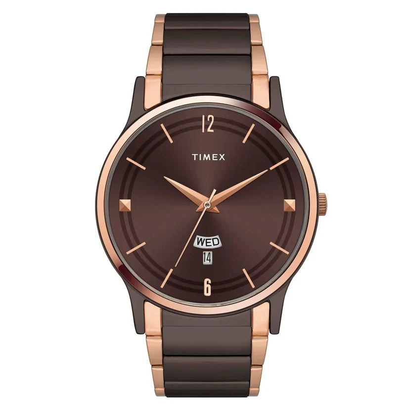 Timex Trendline Round 39mm Brown Dial Analog Men Watch - TW000R464 - KRISHNA WATCH COMPANY