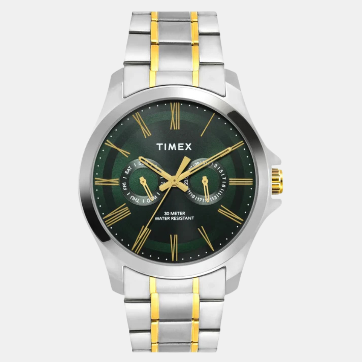 Timex Men Analaog Green Round Brass Dial Watch - TW000X130