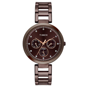 Timex Women Brown Round Dial Analog Watch - TW000X267 - KRISHNA WATCH COMPANY