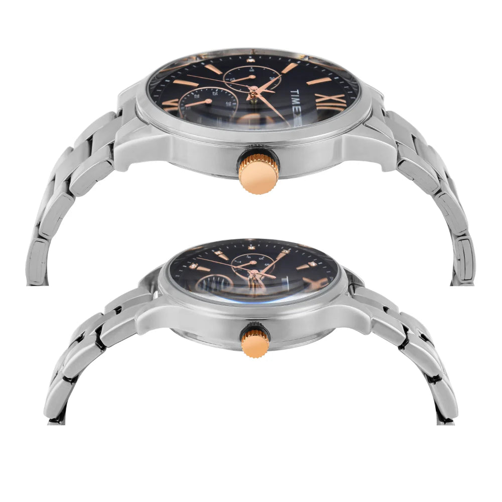 Timex Pairs Blue Round Multifunction Dial Watch- TW00PR305