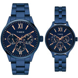 Timex Unisex Blue Round Dial Analog Pair Watches - TW00PR313