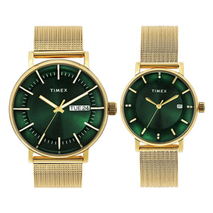 TIMEX Green Round Dial Analog Pair's Watch - TW00PR324 - KRISHNA WATCH COMPANY