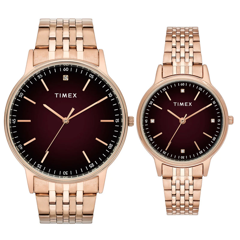 TIMEX Pairs Maroon Round Dial Analog Watch - TW00PR328
