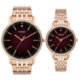 TIMEX Pairs Maroon Round Dial Analog Watch - TW00PR328