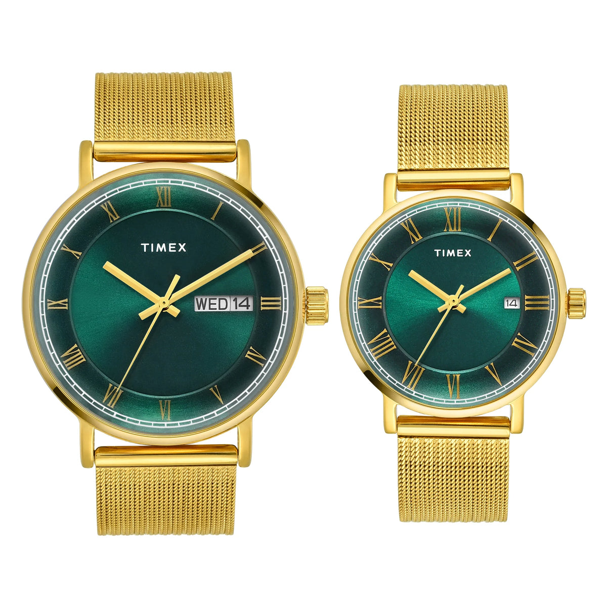 TIMEX Green Round Dial Analog Pair's Watch - TW00PR342