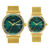 TIMEX Green Round Dial Analog Pair's Watch - TW00PR342