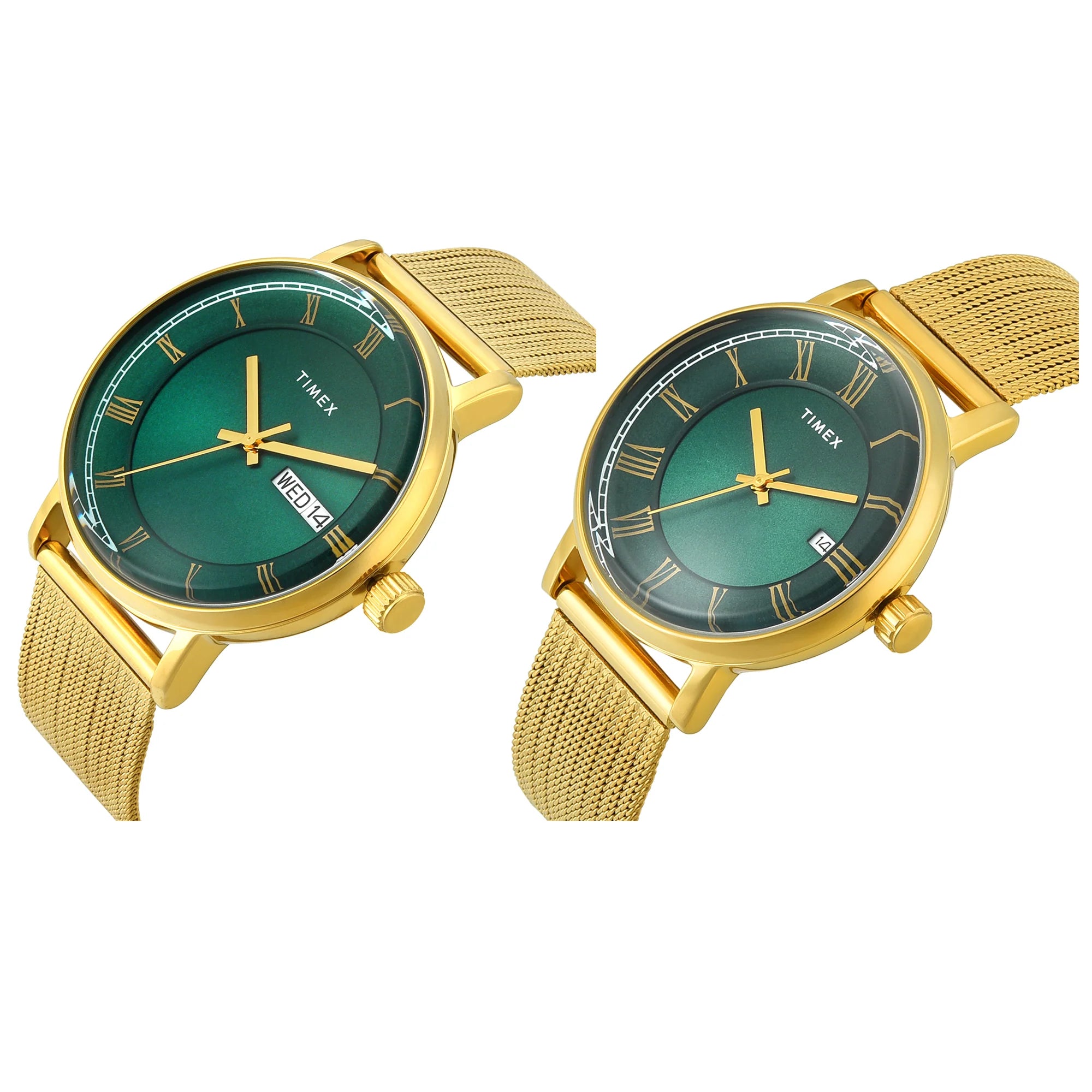 TIMEX Green Round Dial Analog Pair's Watch - TW00PR342
