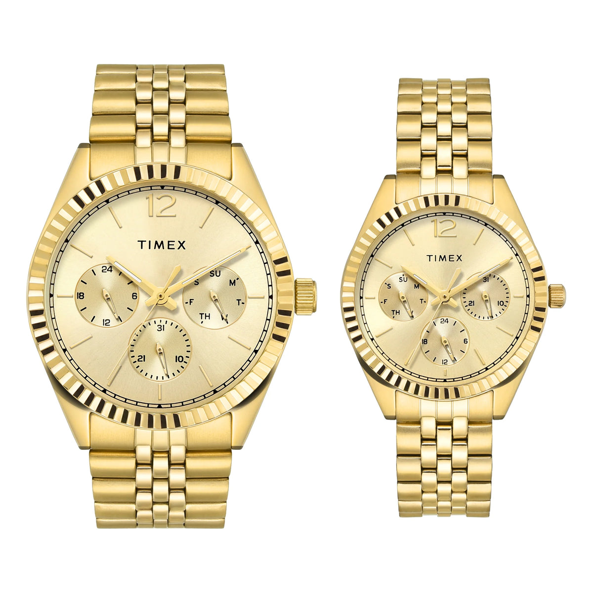 TIMEX Trendline Champagne Round Dial Analog Pair's Watch - TW00PR345