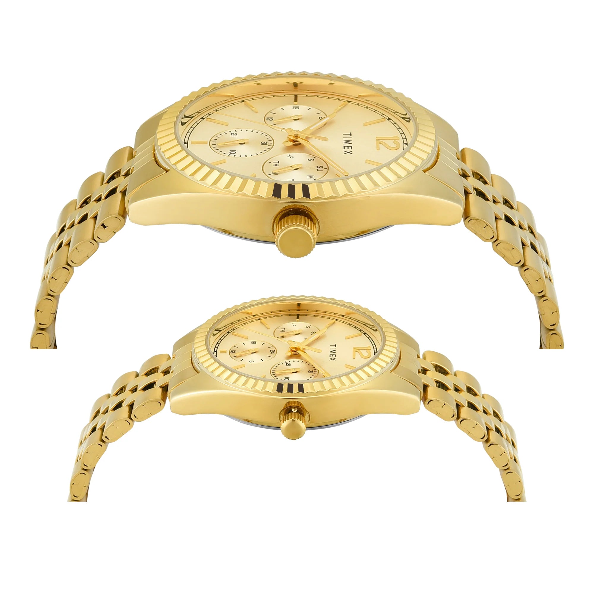 TIMEX Trendline Champagne Round Dial Analog Pair's Watch - TW00PR345