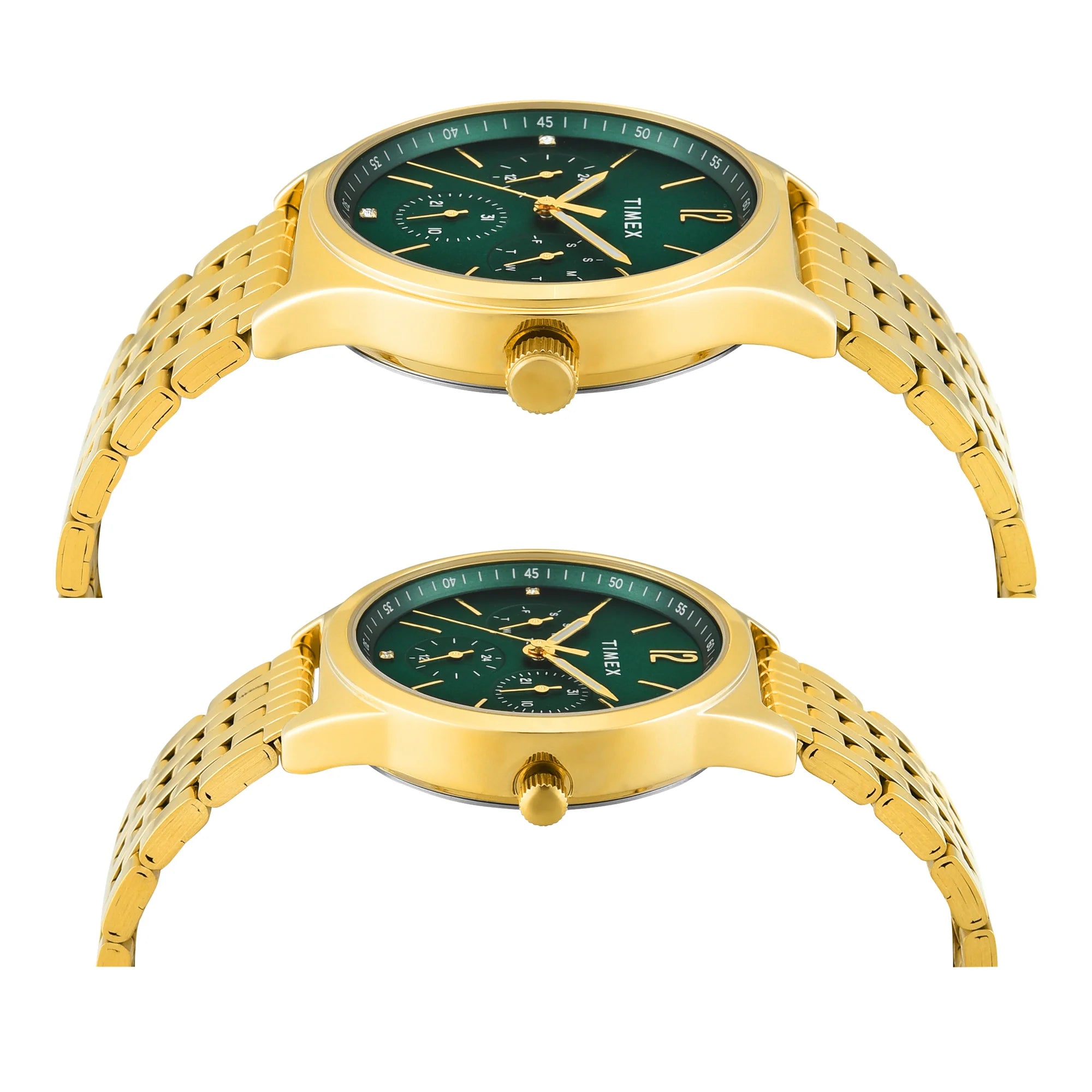 TIMEX Trendline Green Round Dial Analog Pair's Watch - TW00PR348
