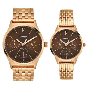 TIMEX Trendline Brown Round Dial Analog Pair's Watch - TW00PR349 - KRISHNA WATCH COMPANY