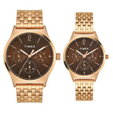 TIMEX Trendline Brown Round Dial Analog Pair's Watch - TW00PR349