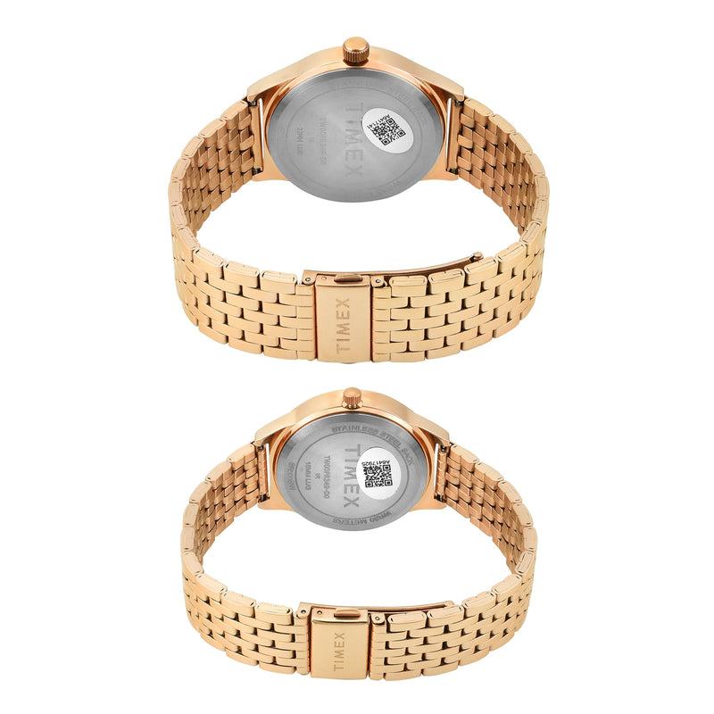 TIMEX Trendline Brown Round Dial Analog Pair's Watch - TW00PR349