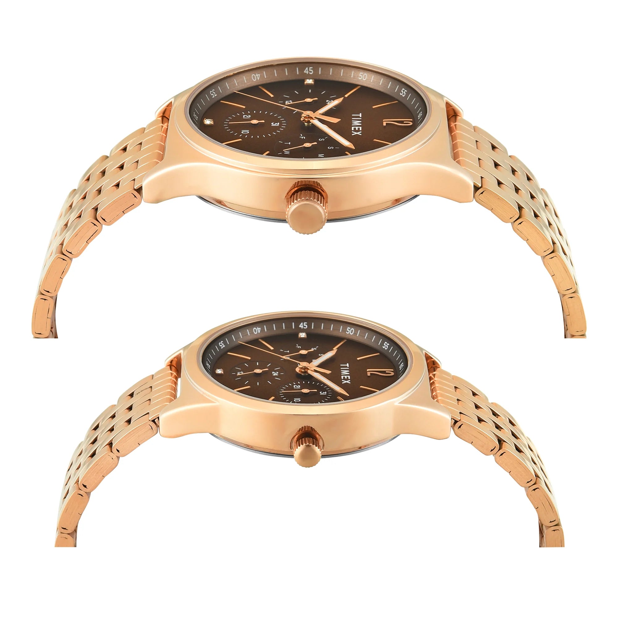 TIMEX Trendline Brown Round Dial Analog Pair's Watch - TW00PR349