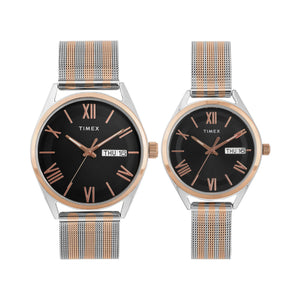 TIMEX Trendline Black Round Dial Analog Pair's Watch - TW00PR351 - KRISHNA WATCH COMPANY
