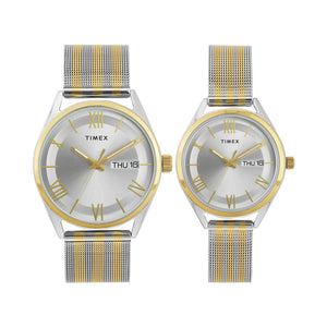 TIMEX Trendline Silver Round Dial Analog Pair's Watch - TW00PR352 - KRISHNA WATCH COMPANY