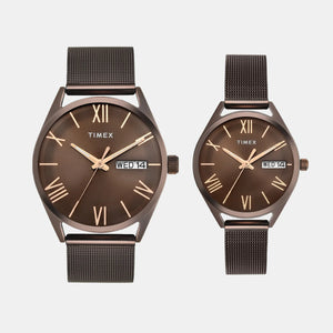 TIMEX Trendline Brown Round Dial Analog Pair's Watch - TW00PR353 - KRISHNA WATCH COMPANY