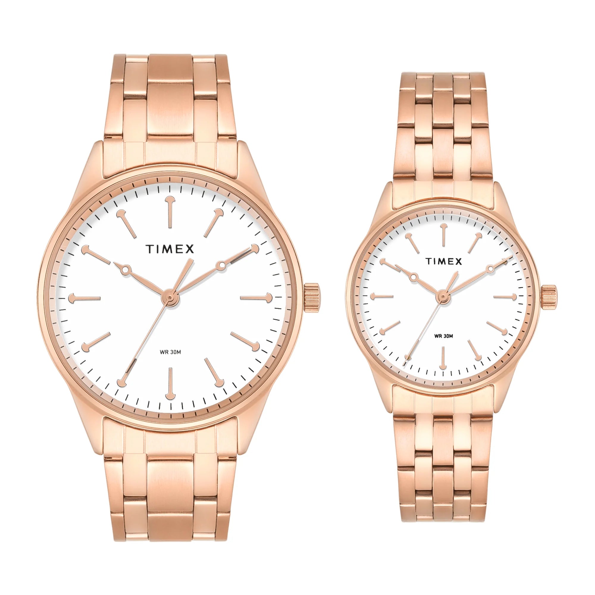 Timex Round 41mm White Dial Analog Pair Watch - TW00PR358