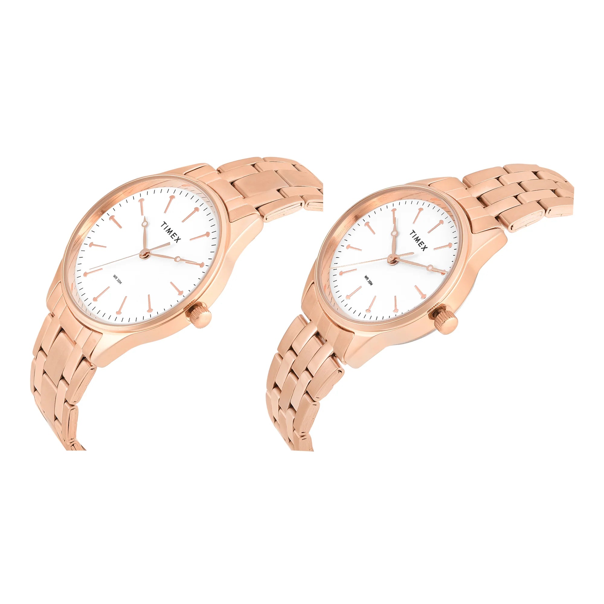 Timex Round 41mm White Dial Analog Pair Watch - TW00PR358