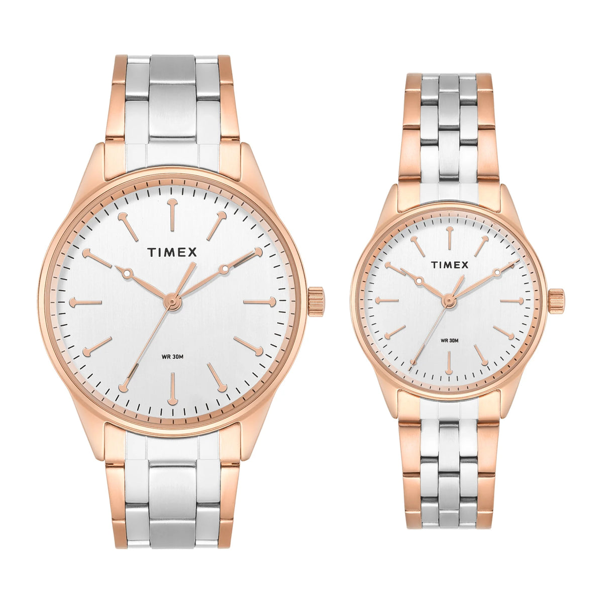 Timex Round 41mm Silver Dial Analog Pair Watch - TW00PR359