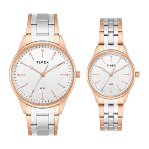 Timex Round 41mm Silver Dial Analog Pair Watch - TW00PR359