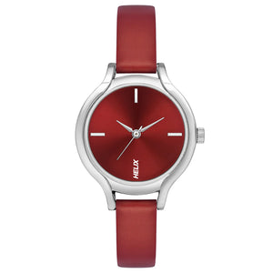 Helix By Timex Red Round Analog Leather Watch Women -TW027HL20 - KRISHNA WATCH COMPANY