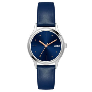 Helix By Timex Blue Round Analog Leather Watch Women -TW051HL00 - KRISHNA WATCH COMPANY