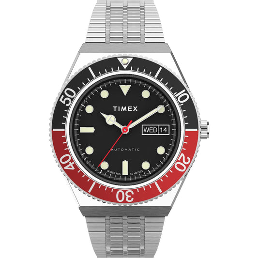 Timex Q Timex Automatic Black Dial St Steel Bracelet Watch for Men TW2U83400U9