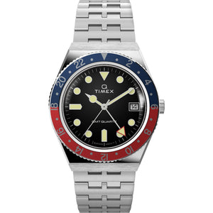 Timex Q Black Round Dial Analog Men's Watch - TW2V38000UJ - KRISHNA WATCH COMPANY