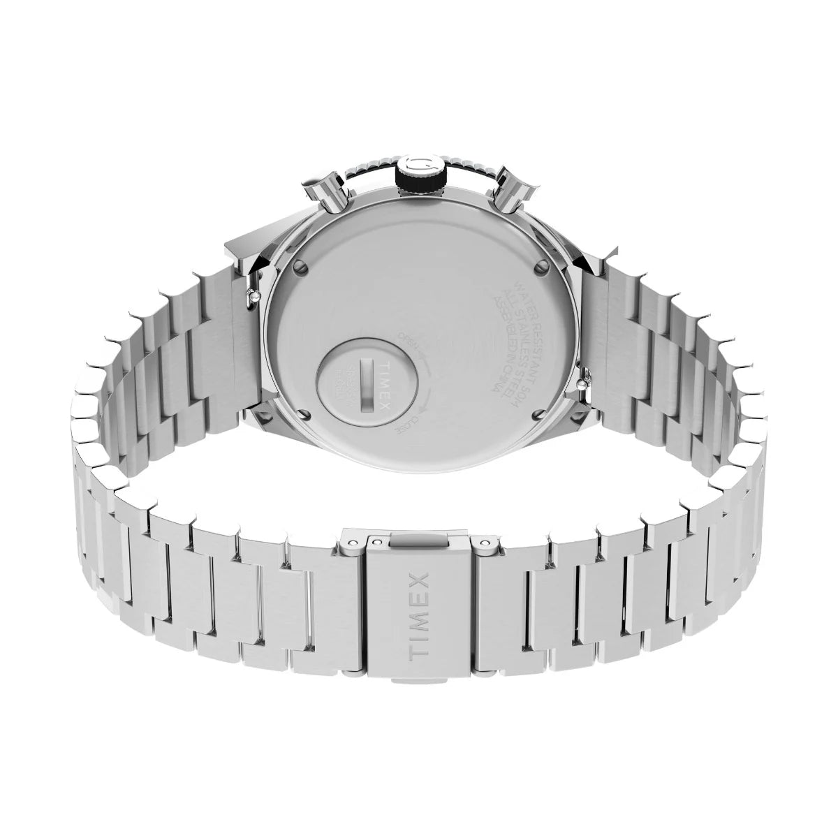 TIMEX Q Timex 3-Time Zone Chronograph 40mm Stainless Steel Bracelet Watch TW2V69800UJ