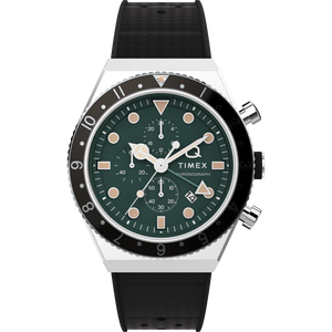 Timex Q Timex 3-Time Zone Chronograph 40mm Synthetic Rubber Strap Watch TW2V70200UJ - KRISHNA WATCH COMPANY