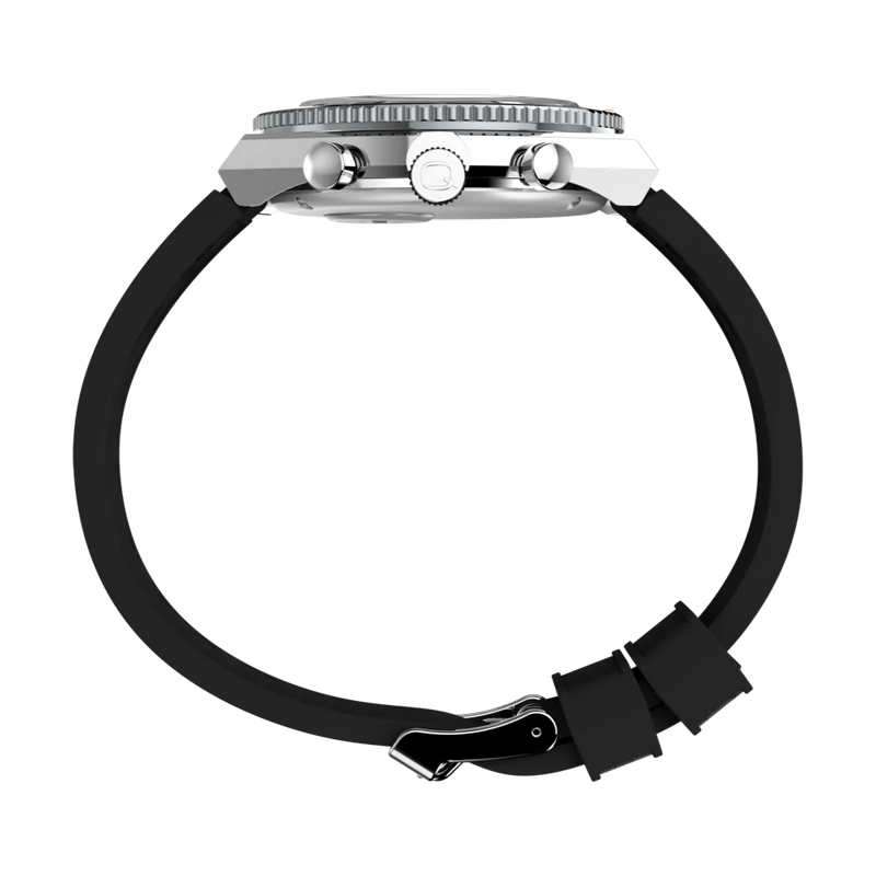 Timex Q Timex 3-Time Zone Chronograph 40mm Synthetic Rubber Strap Watch TW2V70200UJ