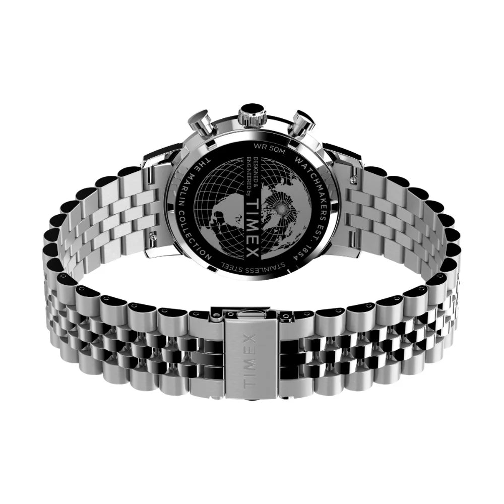 TIMEX marlin PANDA Men Silver-Tone Analog Round Stainless Steel Dial Watch - TW2W10400UJ