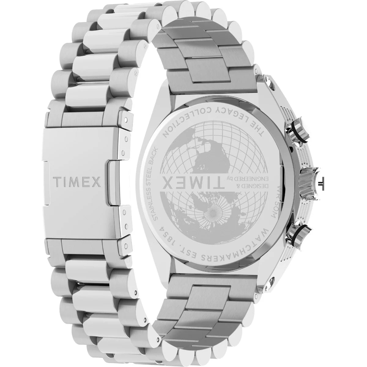 Timex Legacy Tonneau Chronograph 42mm Stainless Steel Bracelet Watch TW2W22200UJ