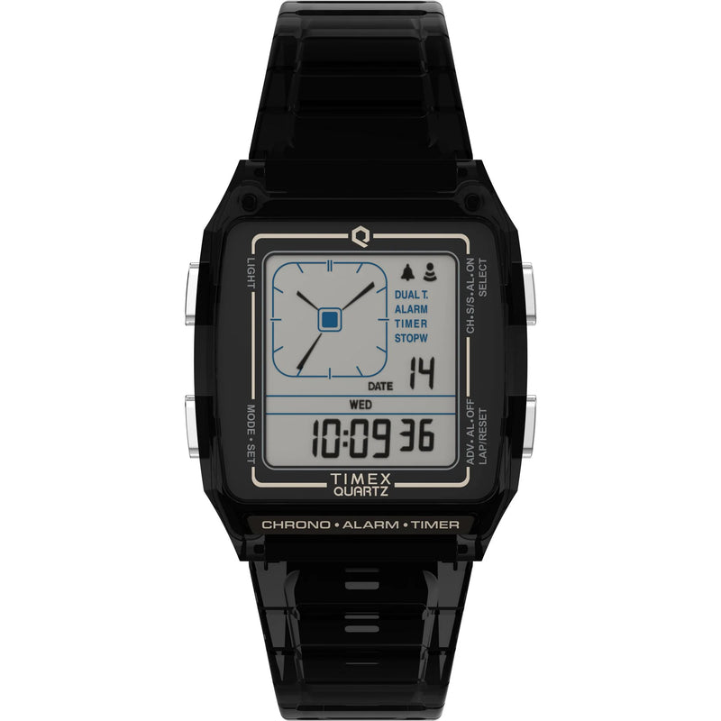 Q Timex Grey Rectangle Dial Digital Unisex Watch - TW2W45000UJ