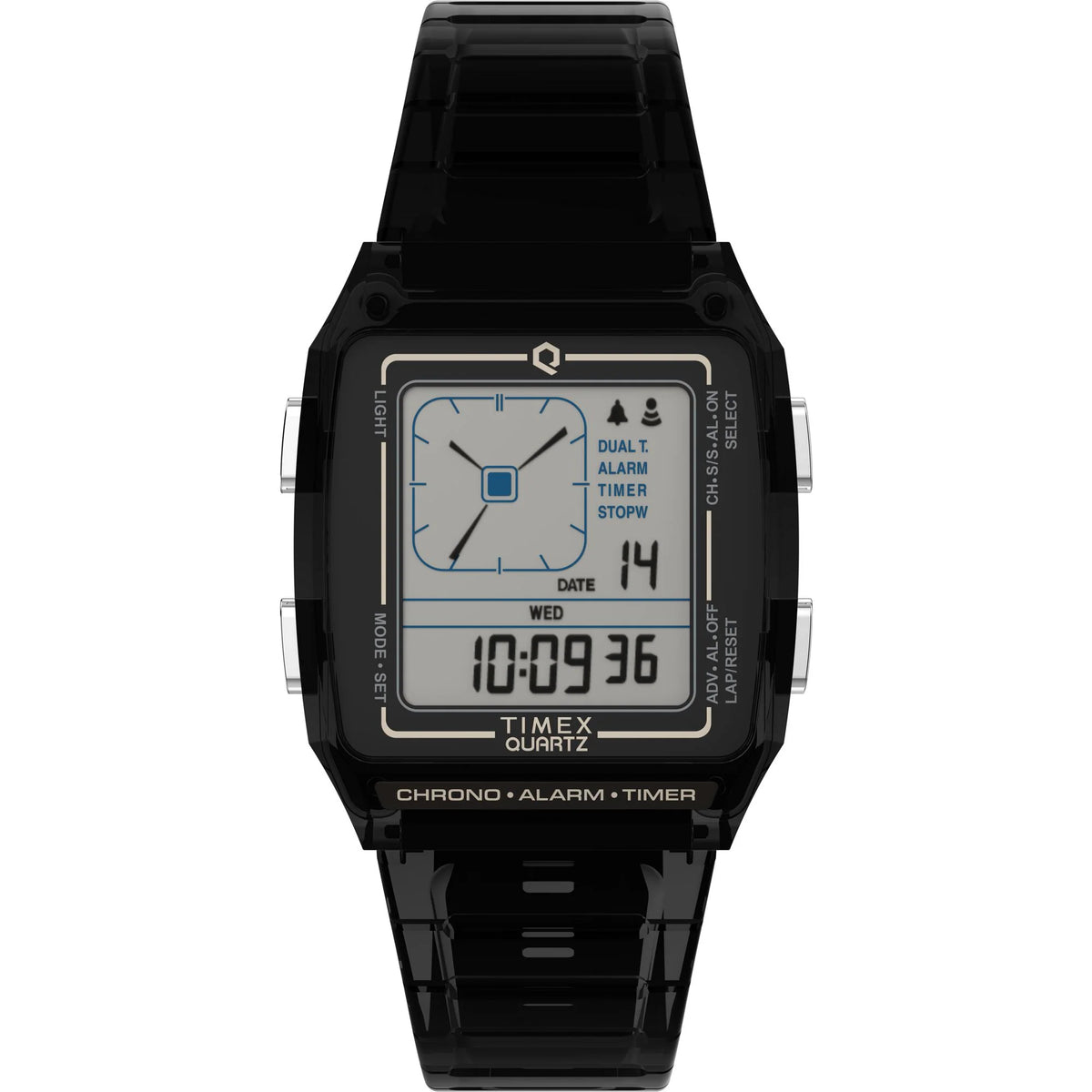 Q Timex Grey Rectangle Dial Digital Unisex Watch - TW2W45000UJ