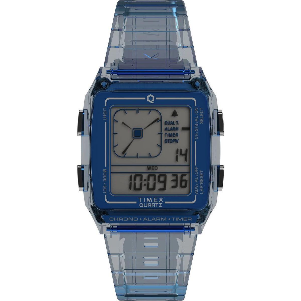 Q Timex Grey Rectangle Dial Digital Unisex Watch - TW2W45100UJ