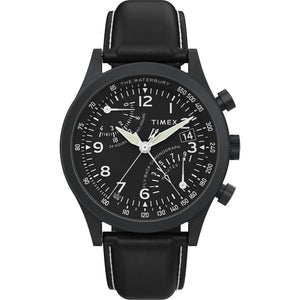 TIMEX Waterbury Traditional Fly Back Chronograph 43mm Leather Strap Watch TW2W48000UJ - KRISHNA WATCH COMPANY