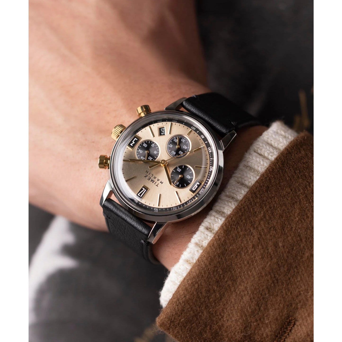 TIMEX Marlin PANDA Men Champagne Round Dial Analog Watch - TW2W60300UJ